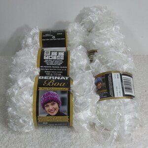 NEW Bernat Boa Yarn White Eyelash Fancy Novelty Lot of 6 Skeins 450g/15.75 OZ